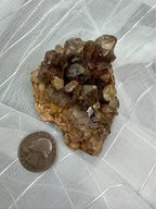 Natural Smoky Brown Stone Cluster with Golden Needle Inclusions