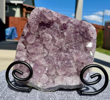 Sparkling Natural Extra Large Purple Stone Display Slab with Golden Inclusions - Statement Piece