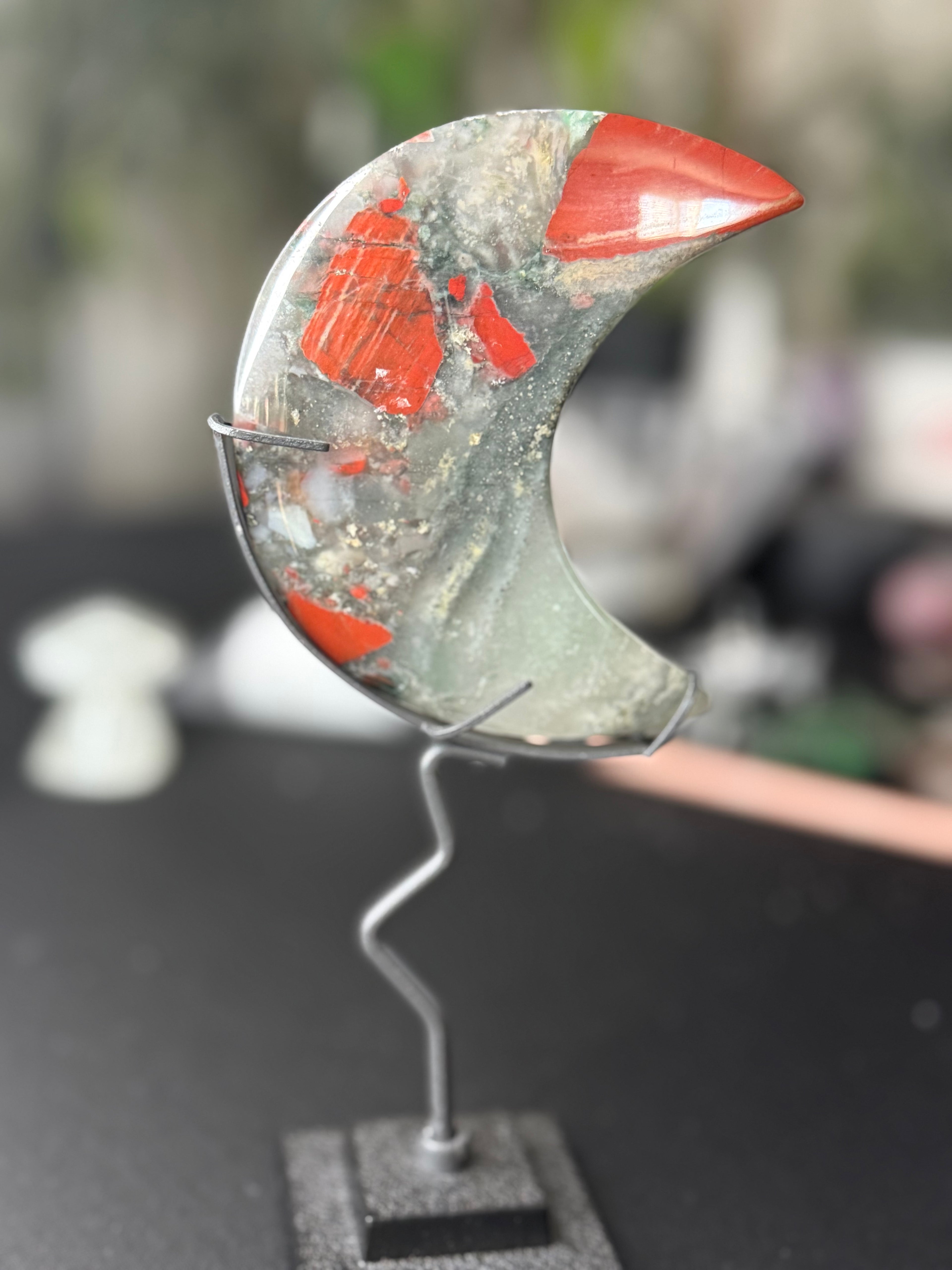 Dragon Bloodstone Crescent Moon