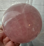 Large Rose Quartz Half Sphere Stone - Polished Pink Dome