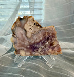 Pink Amethyst Flower Agate Slab with Stand - Natural Crystal Display