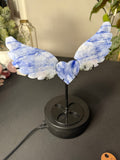 Natural Blue Sodalite Hackmanite Angel Wings with Heart Center