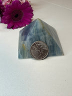 Imperfect Blue Onyx Pyramid - Natural Banded Stone Carving for Home Decor