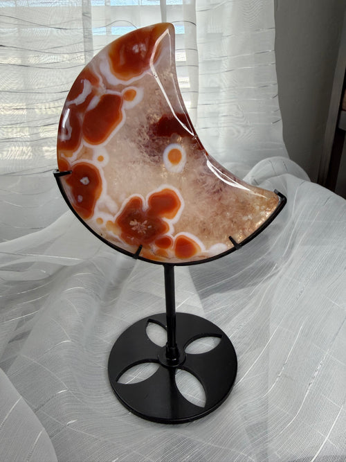 Carnelian Agate Crescent Moon with Stand