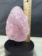Gemmy Raw Rose Quartz Stone on Metal Stand - Pink Mineral Display Specimen