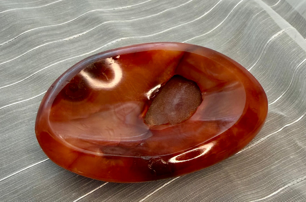 Carnelian Stone Trinket Tray Dish Bowl 4.5" - Polished Orange Crystal Trinket Tray