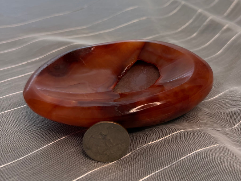 Carnelian Stone Trinket Tray Dish Bowl 4.5" - Polished Orange Crystal Trinket Tray