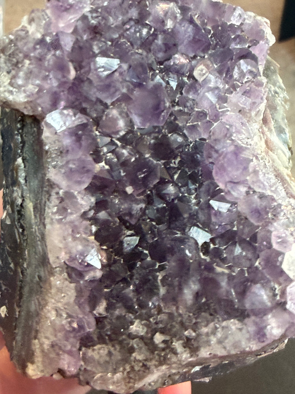 Brazilian Amethyst Cluster on Metal Stand - Natural Crystal Display 12.5 oz