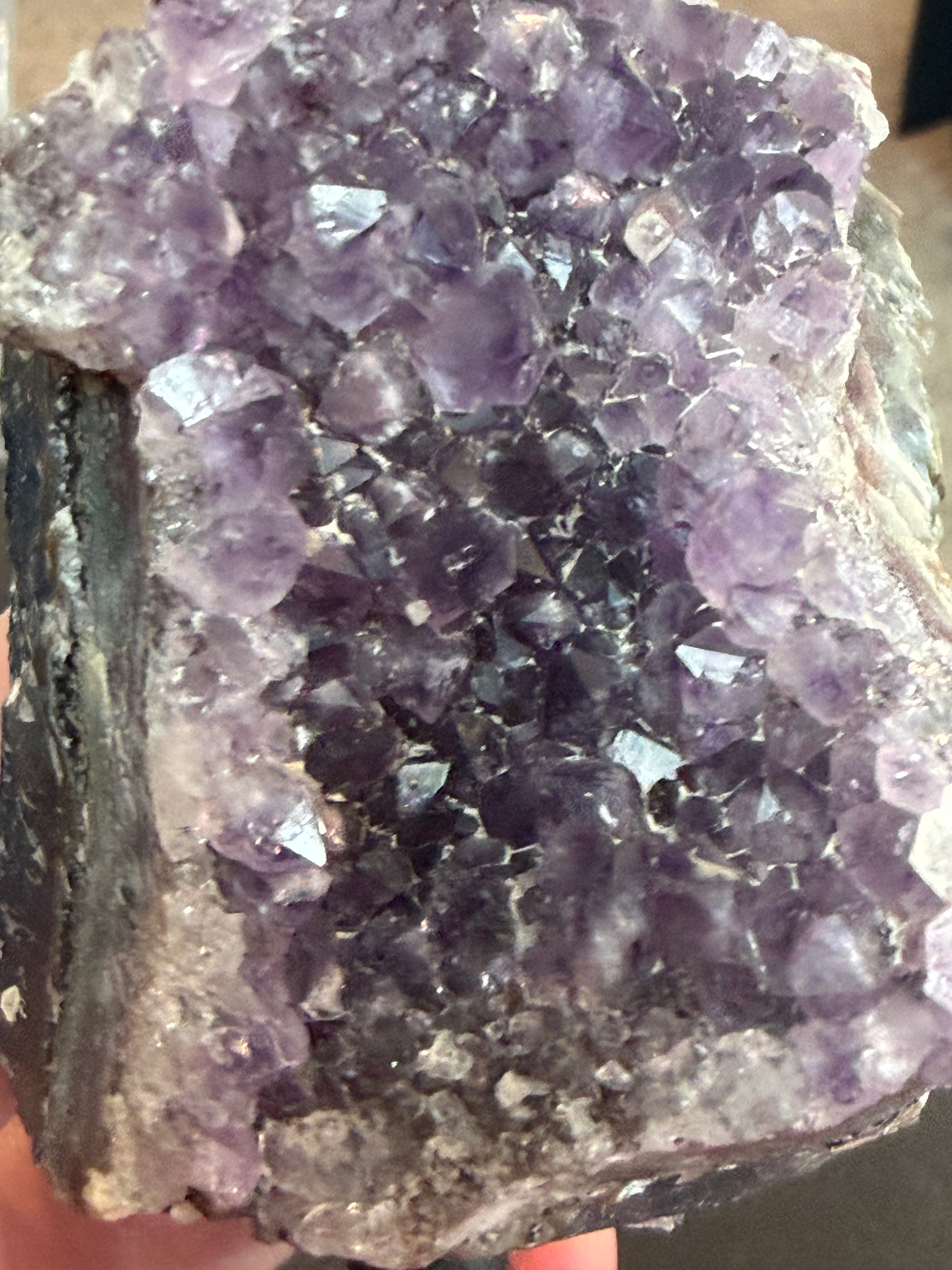 Brazilian Amethyst Cluster on Metal Stand - Natural Crystal Display 12.5 oz