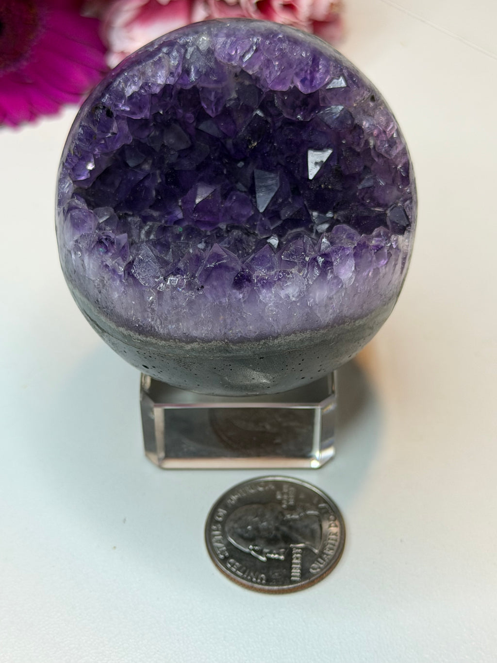 Amethyst ‘Pac-Man’ Geode Sphere with Stand - 60 mm