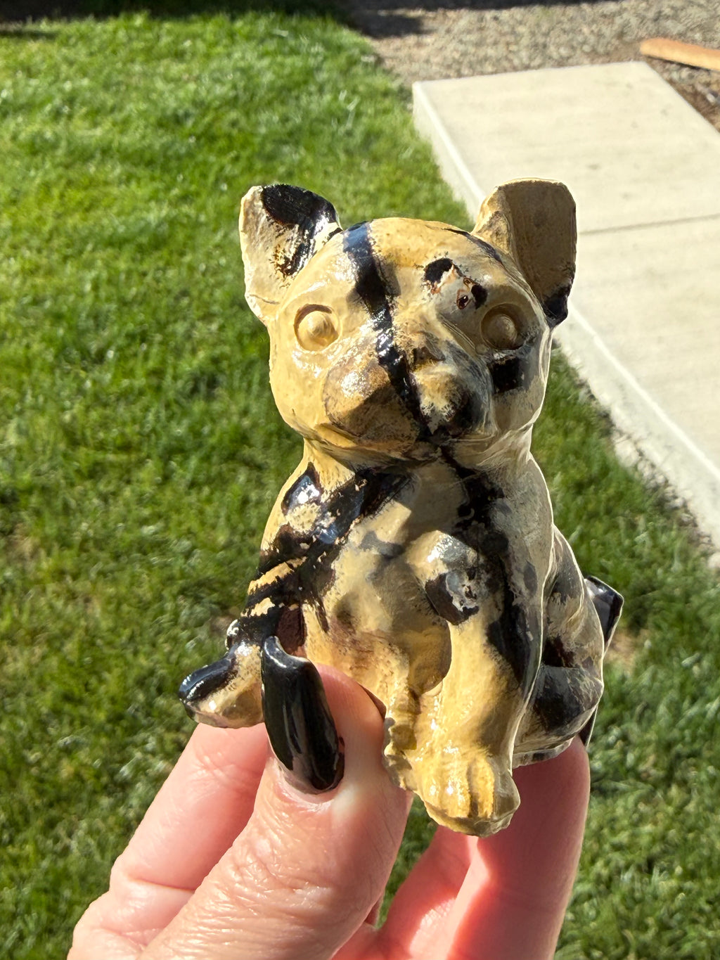 Natural Picture Jasper Frenchie Crystal Carving