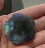 Hand Carved Labradorite Rose Flower, Blue Flash Mini Crystal Carving