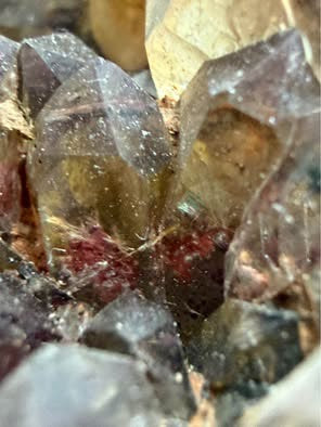Natural Smoky Brown Stone Cluster with Golden Needle Inclusions