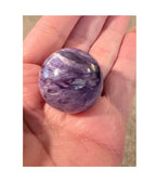 29mm AB Grade Russian Charoite Sphere - Purple Silky Crystal Ball with Stand