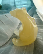 Hand Carved Amber Onyx Polar Bear from Mexico - UV Reactive Stone Figurine