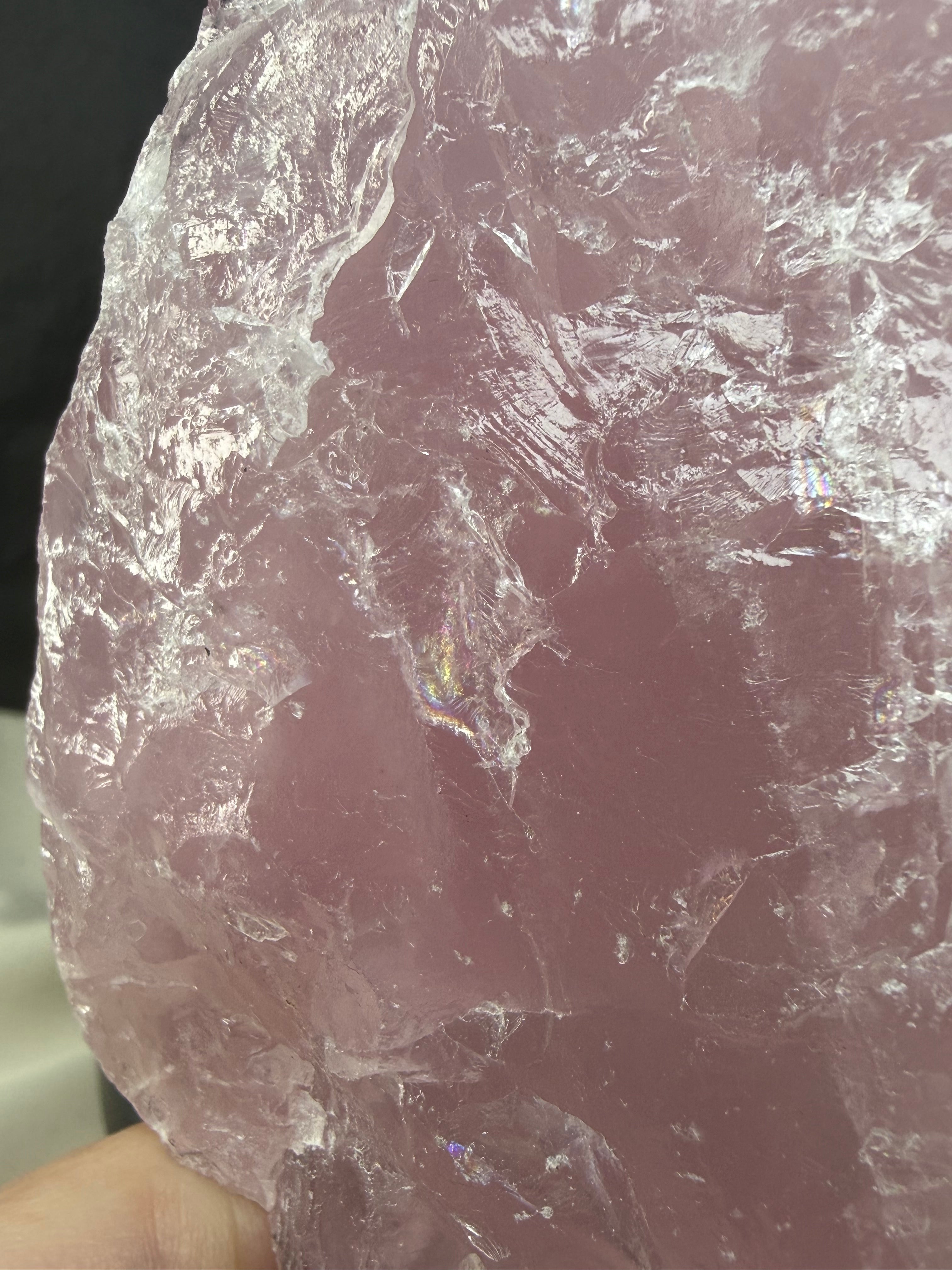 Gemmy Raw Rose Quartz Stone on Metal Stand - Pink Mineral Display Specimen