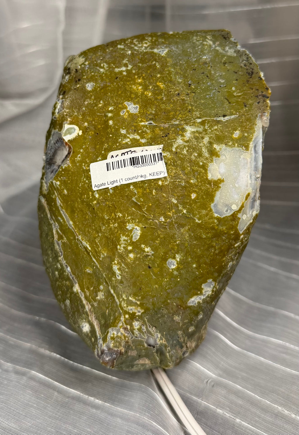 Natural Blue Banded Agate Lamp - Quartz Center with Green Rind