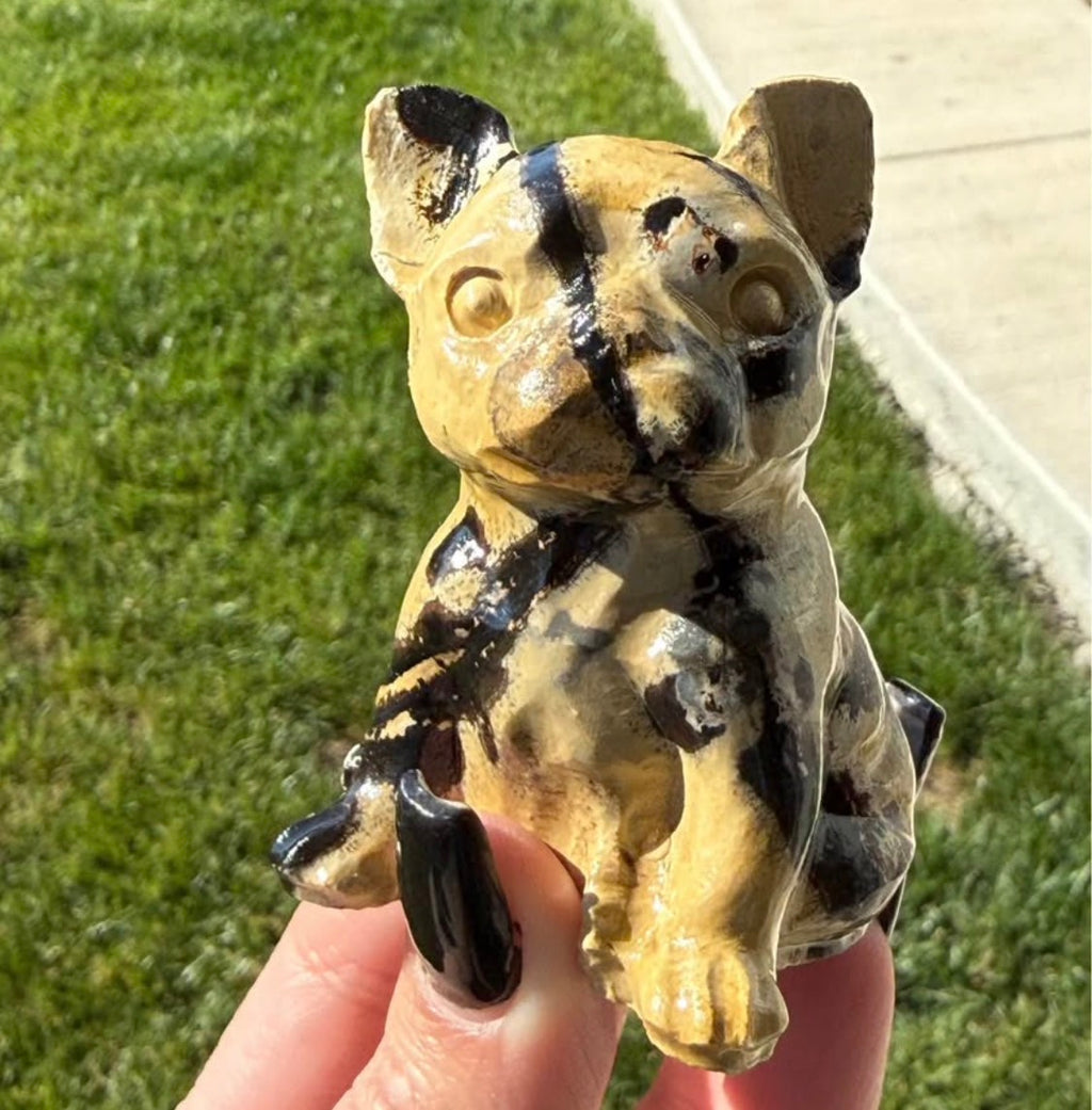 Natural Picture Jasper Frenchie Crystal Carving