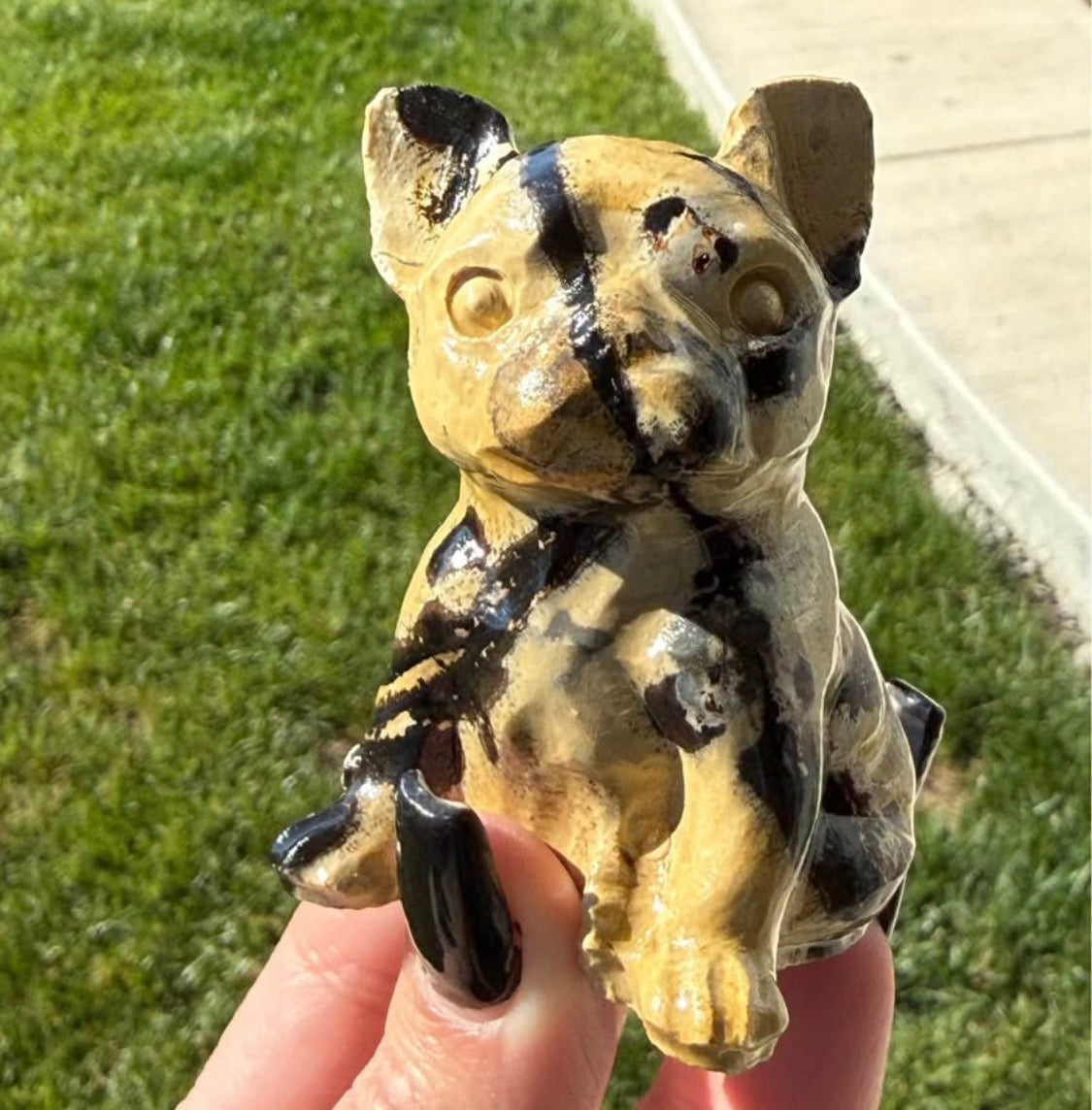 Natural Picture Jasper Frenchie Crystal Carving