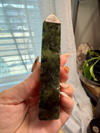 Prehnite Epidote Polished Crystal Tower 3.5" - Green Mineral Specimen