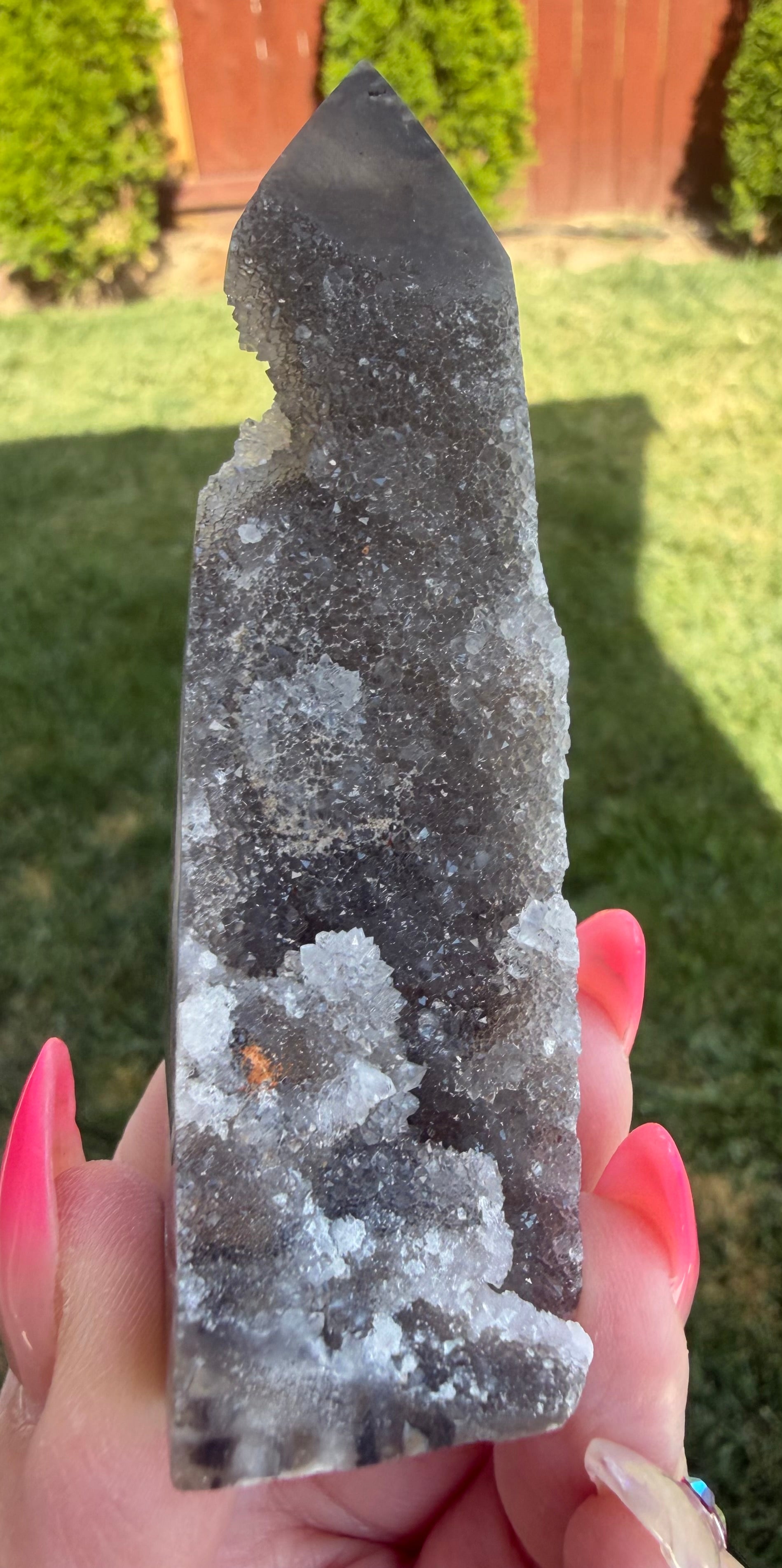 Sphalerite Druzy Tower - Sparkly Crystal Point - 3.25" Tall