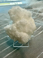 White Calcite Crystal
Cluster 3.5" -
Sparkling Mineral Specimen on Stand