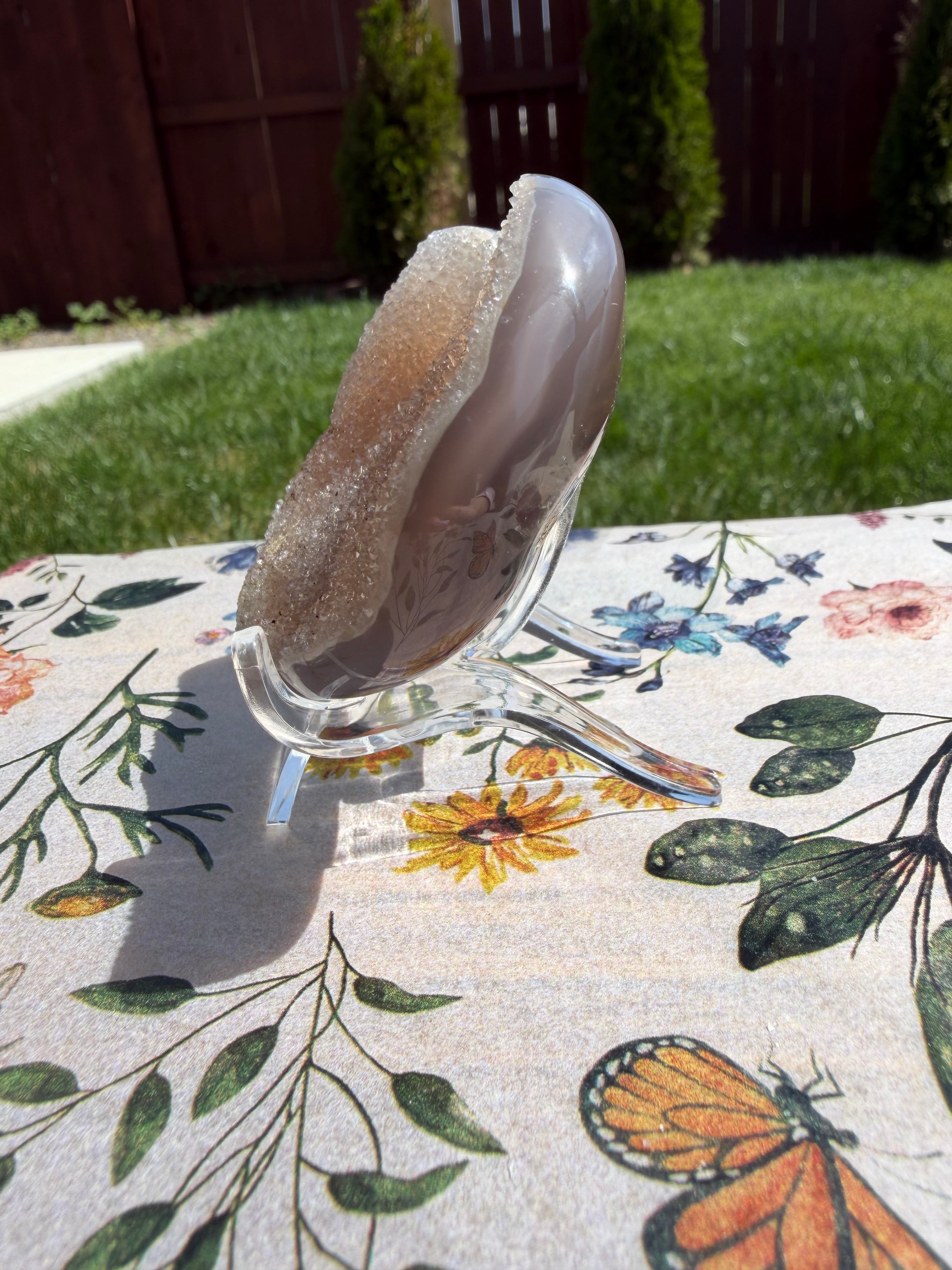 Sparkling Rainbow Amethyst Heart on Stand