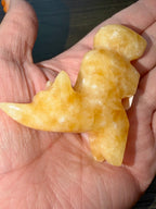 Hand Carved Natural Mexican Orange Calcite Coyote Howling Figurine Mineral Specimen
