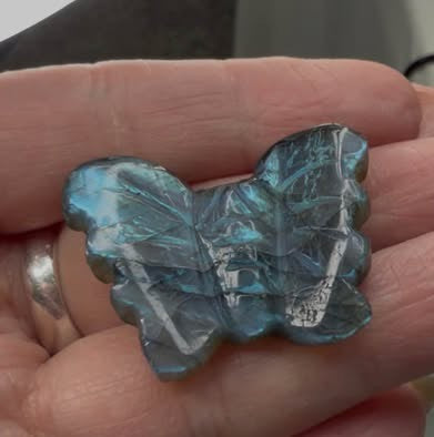 Mini Labradorite Butterfly Carving, Blue Flash Crystal