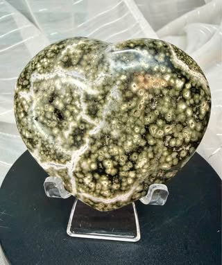 Large Ocean Jasper Heart Shaped Stone Display Piece 2.5" x 3"