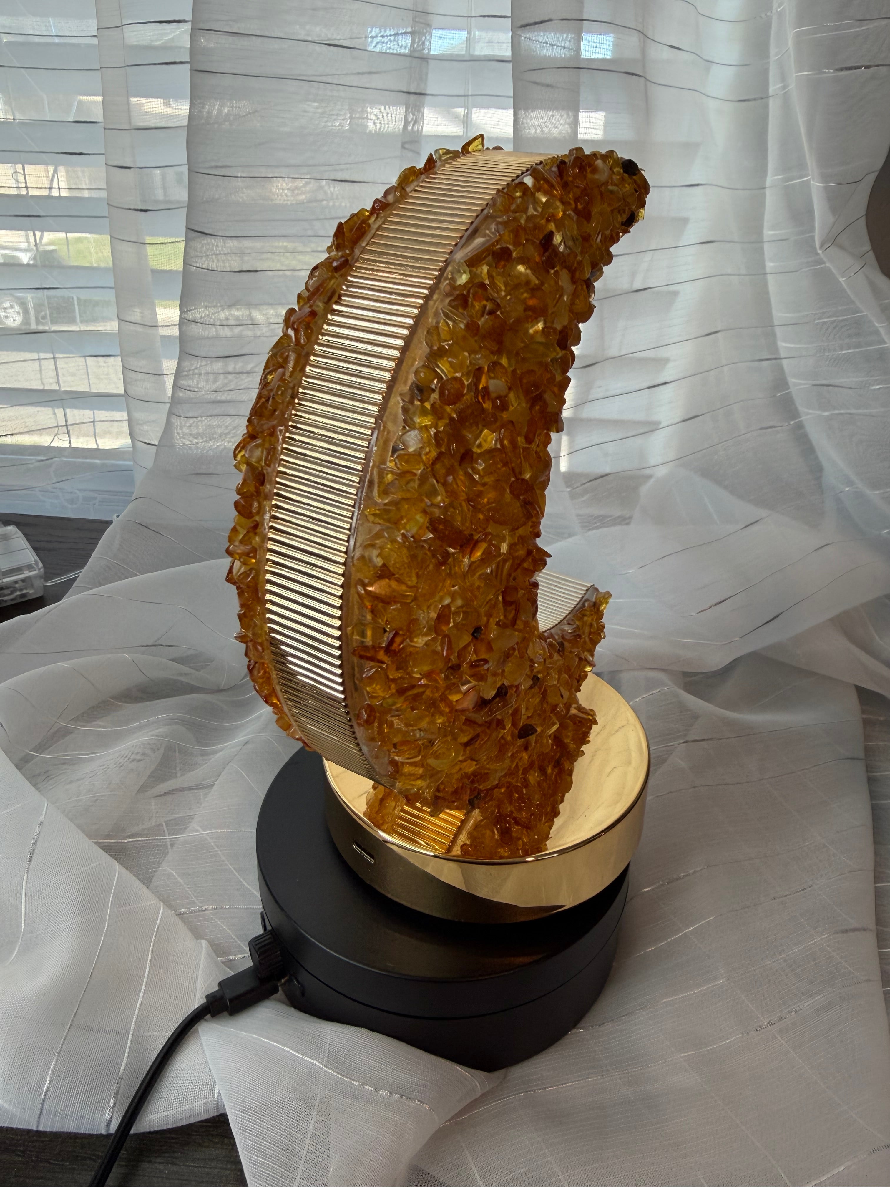 Amber Crystal Moon Lamp - Dimmable