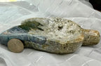 Carved Leaf Stone Bowl with Orb Patterns + Blue Green Color