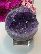 Amethyst ‘Pac-Man’ Geode Sphere with Stand - 60 mm