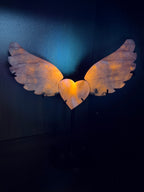 Natural Blue Sodalite Hackmanite Angel Wings with Heart Center