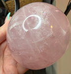 Large Rose Quartz Half Sphere Stone - Polished Pink Dome