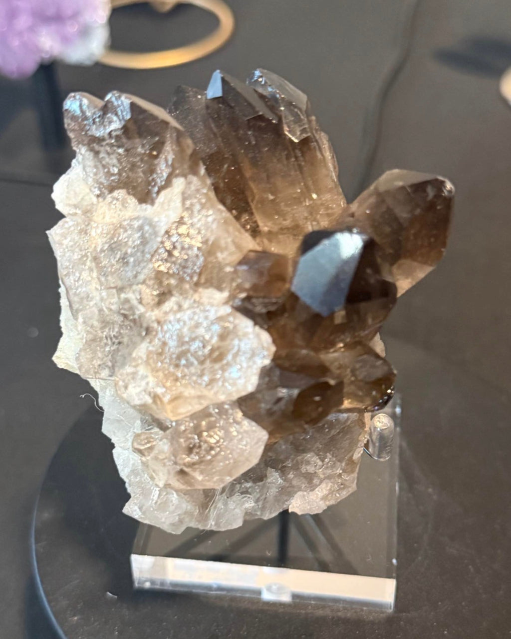 Smoky Quartz Cluster on Display Stand
