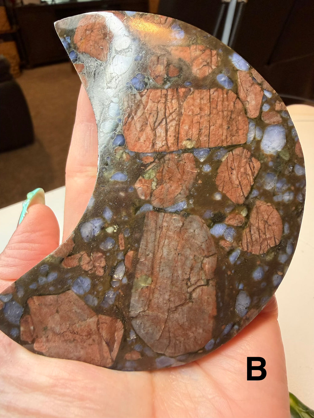 Que Sera Jasper Crescent Moon Carvings