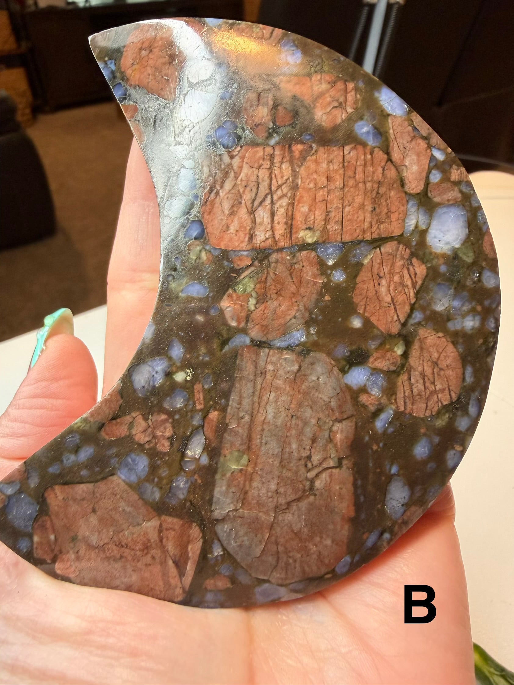 Que Sera Jasper Crescent Moon Carvings