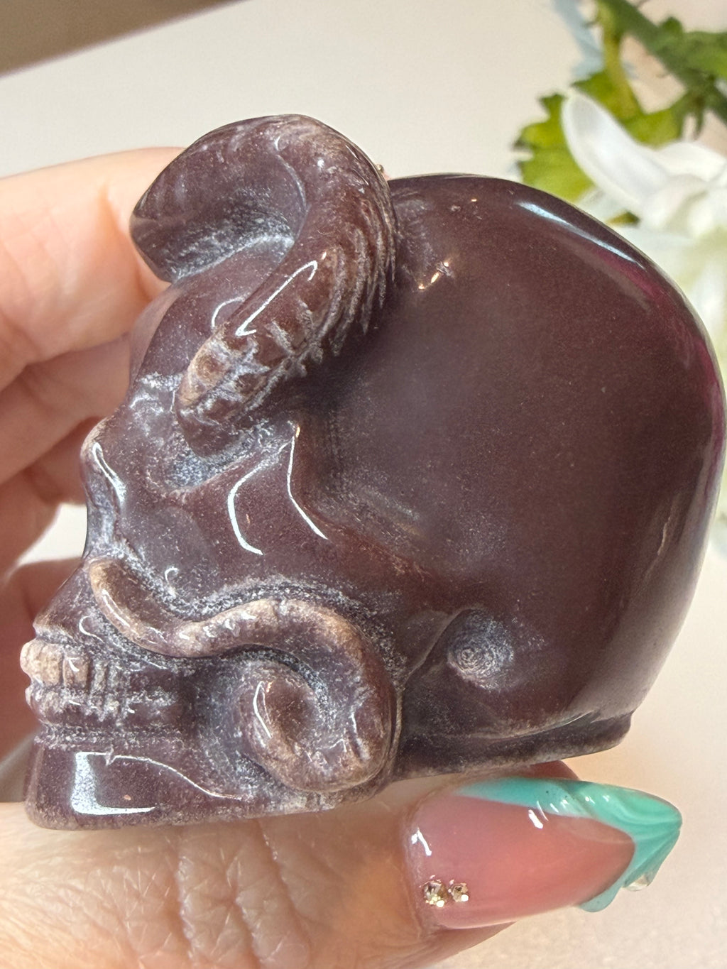 Purple Aventurine Snake Skull Carving! Unique piece!