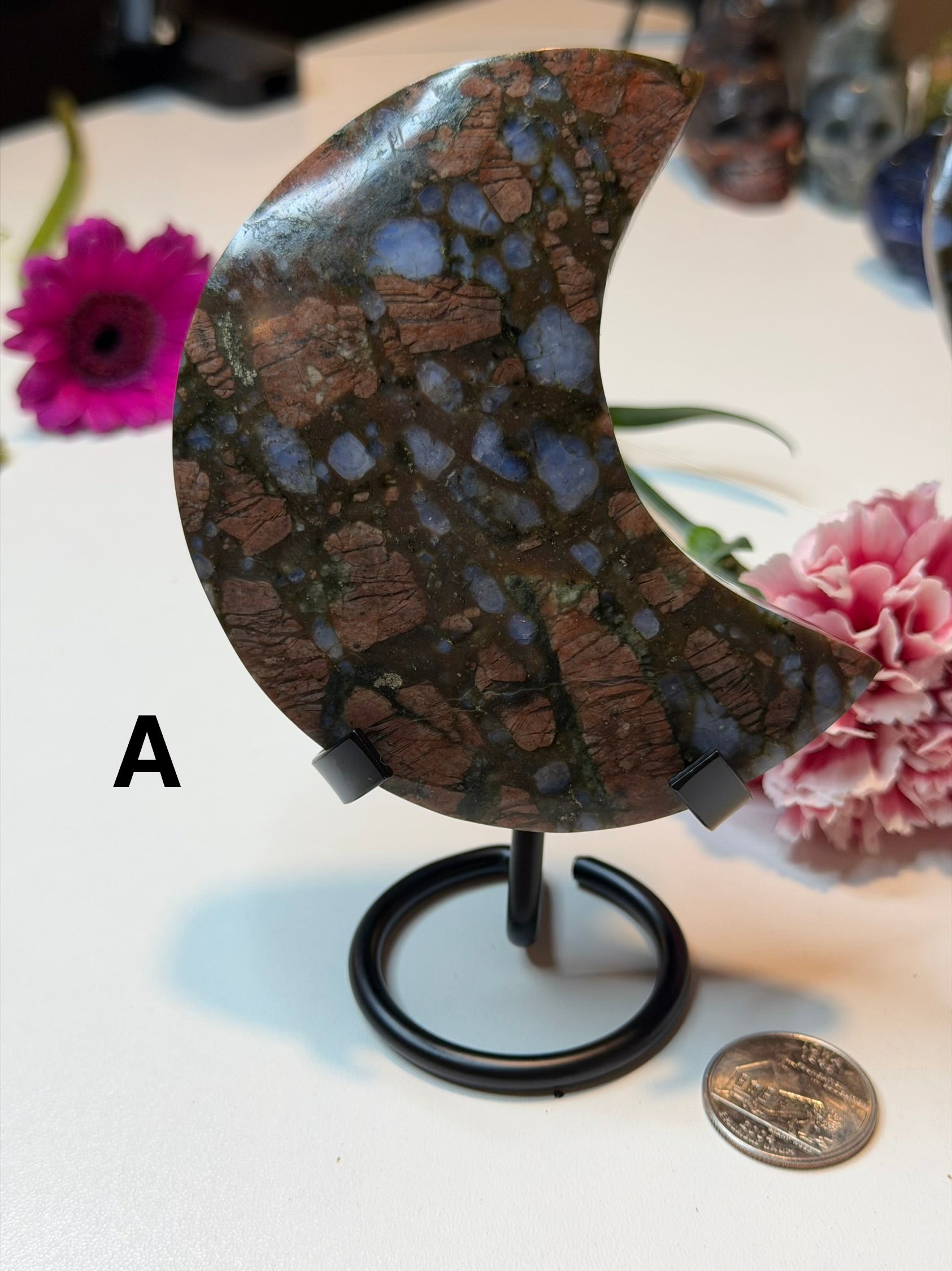 Que Sera Jasper Crescent Moon Carvings