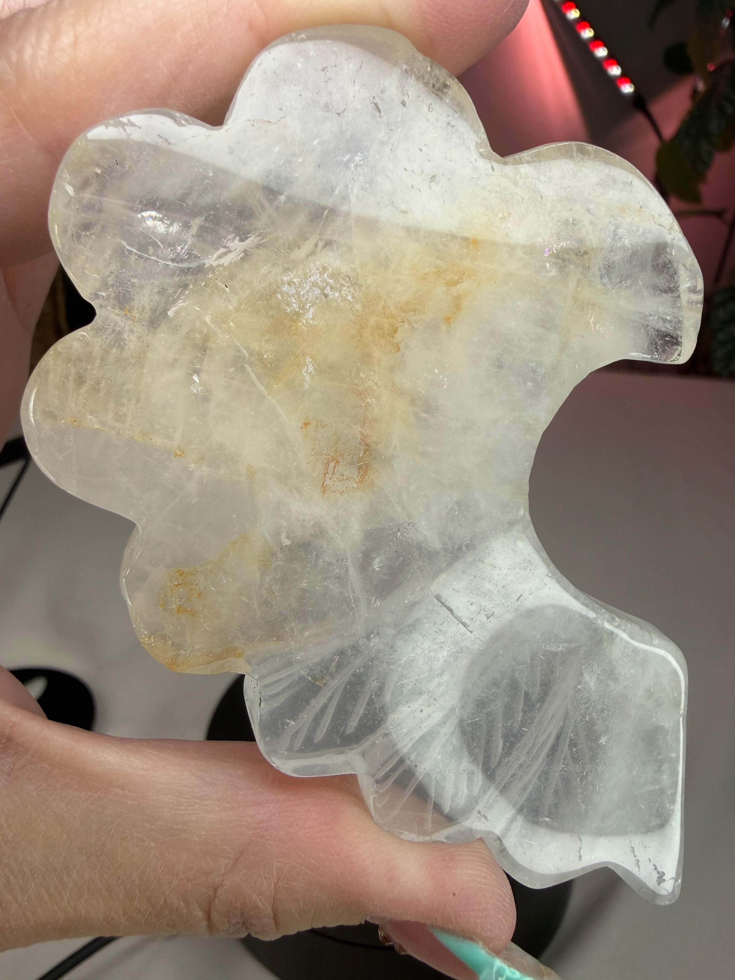 Hematoid Quartz Carved Wings on Stand