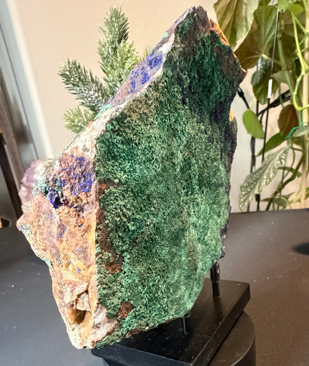 Large Azurite & Malachite Specimen on Stand