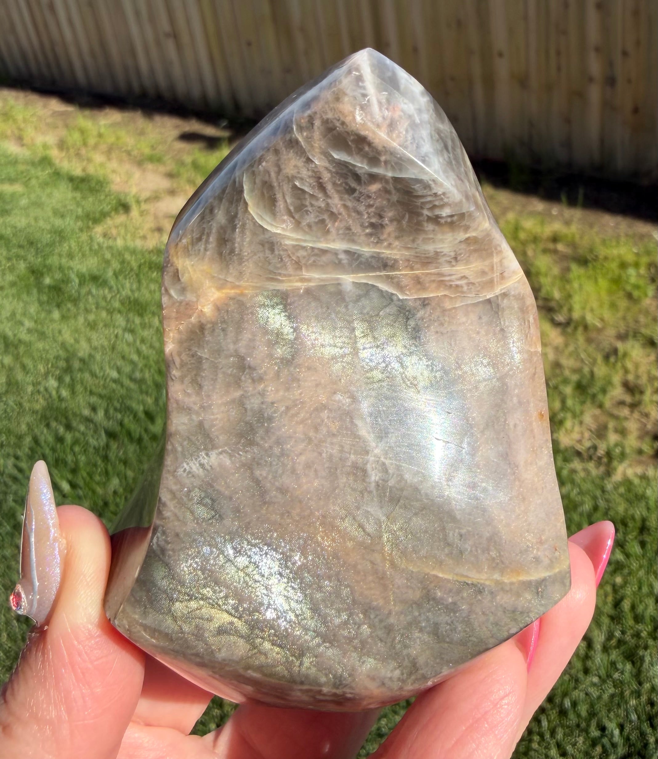 Black Moonstone Flame with Silver Flash