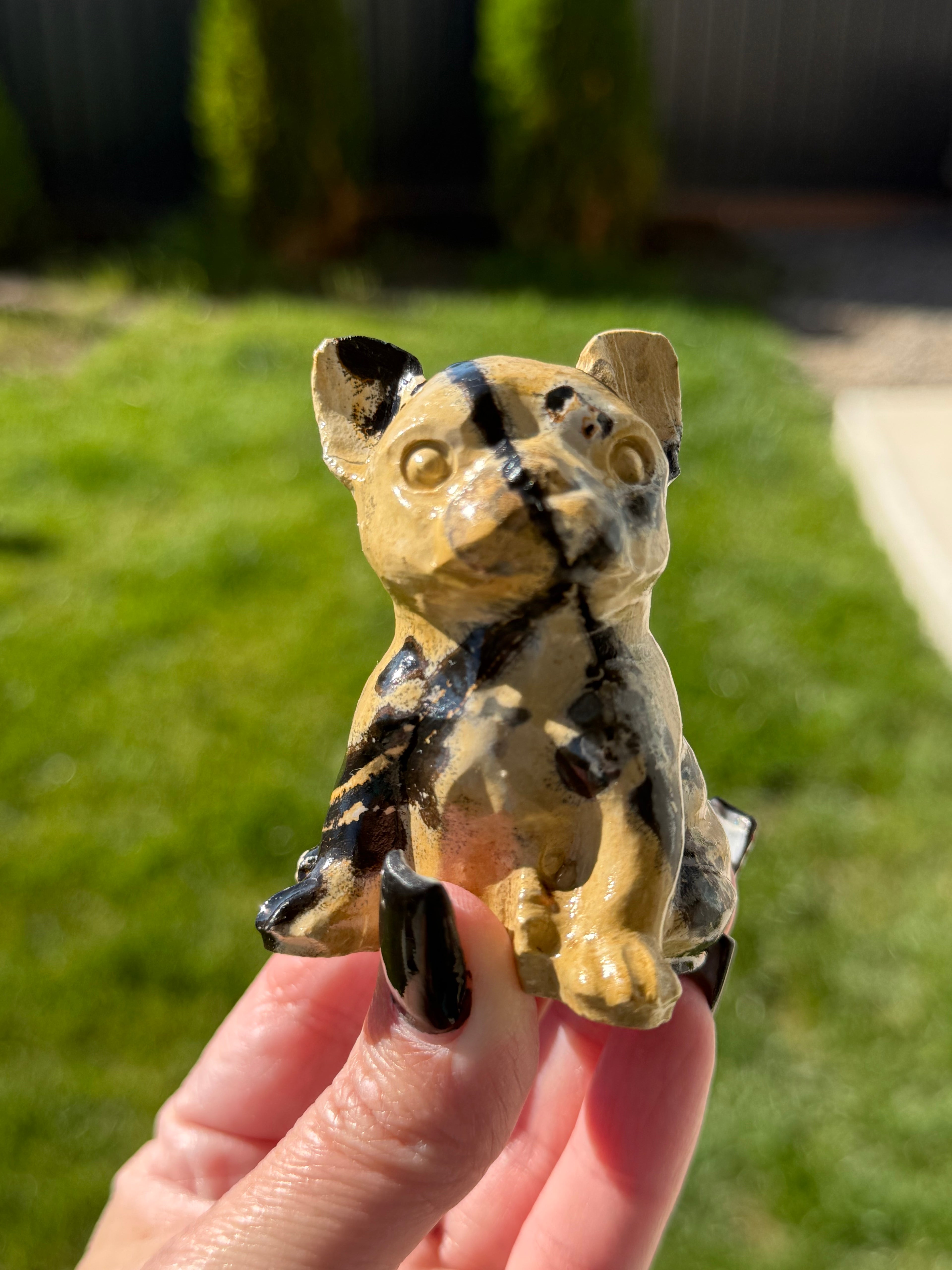 Natural Picture Jasper Frenchie Crystal Carving