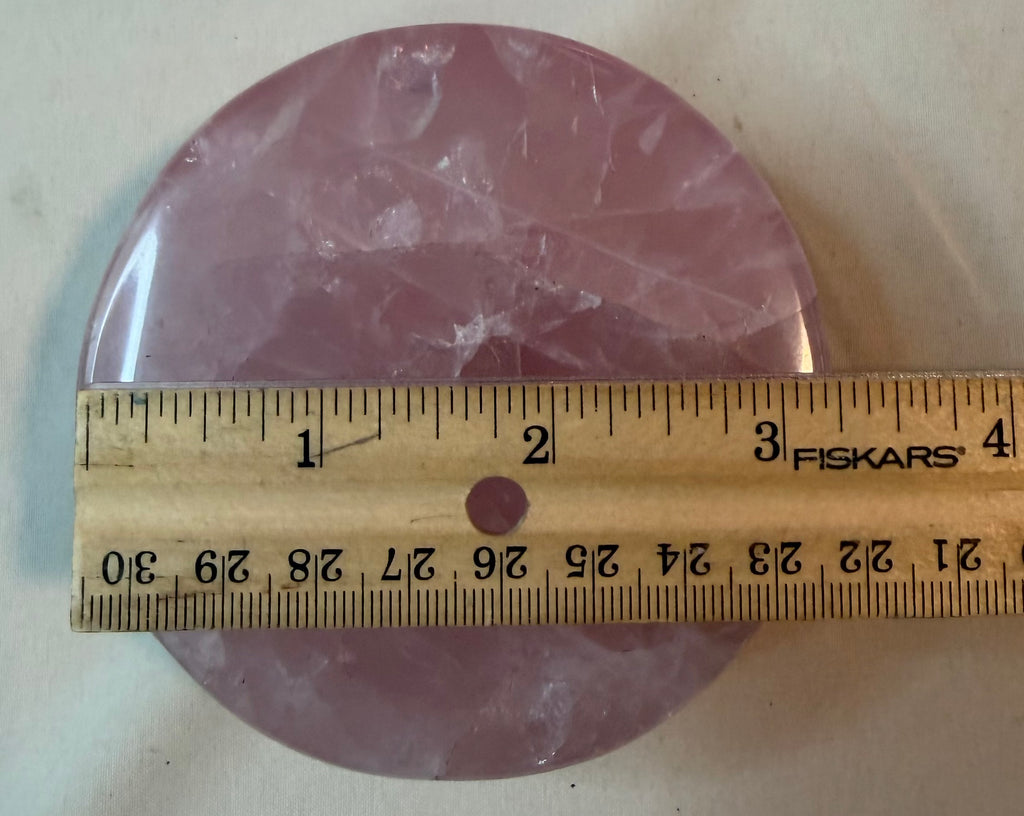Large Rose Quartz Half Sphere Stone - Polished Pink Dome