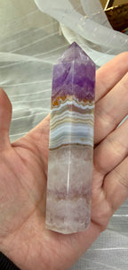 Amethyst Banded Agate Crystal Tower 3.25" - Polished Stone Point