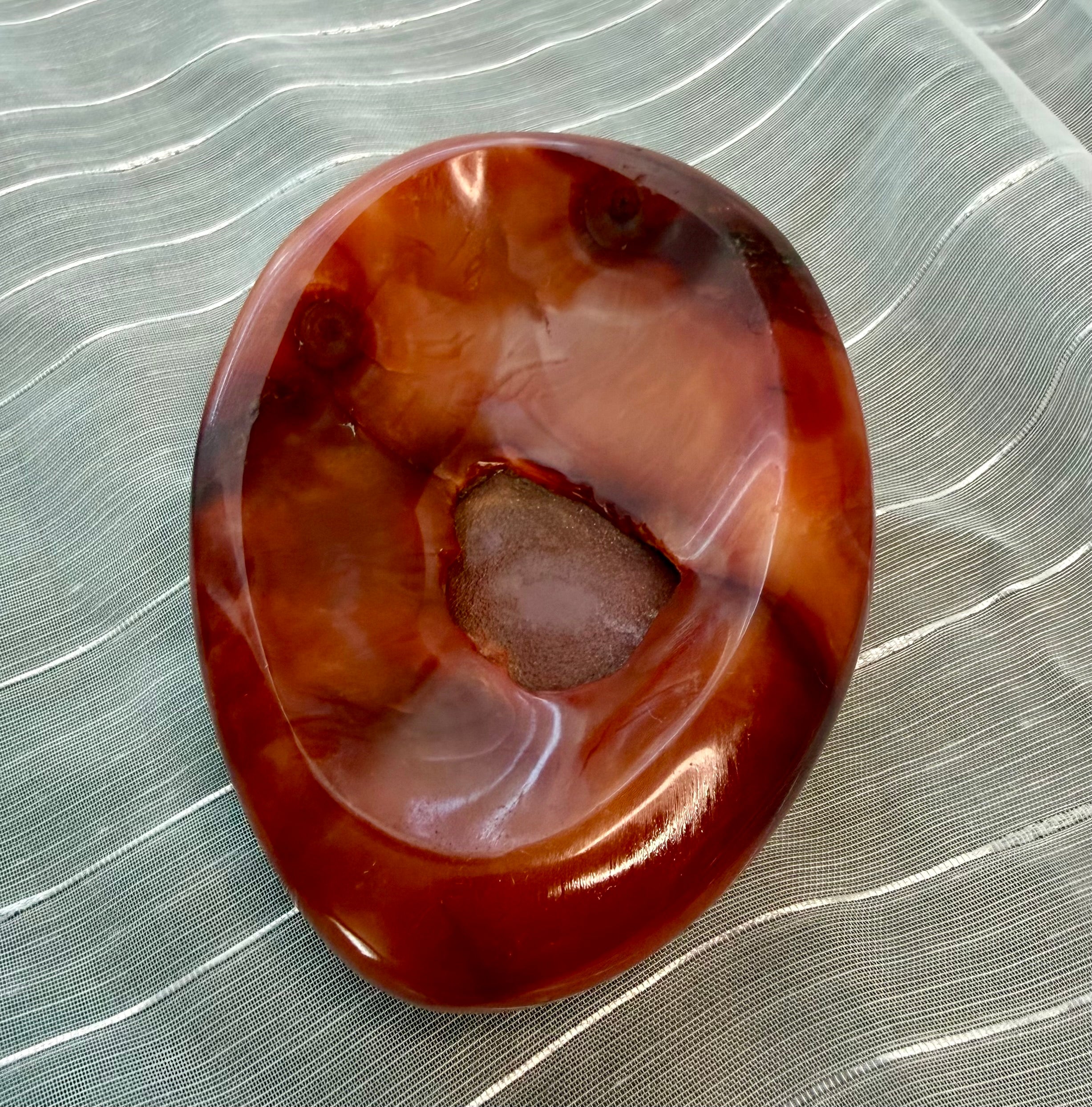 Carnelian Stone Trinket Tray Dish Bowl 4.5" - Polished Orange Crystal Trinket Tray