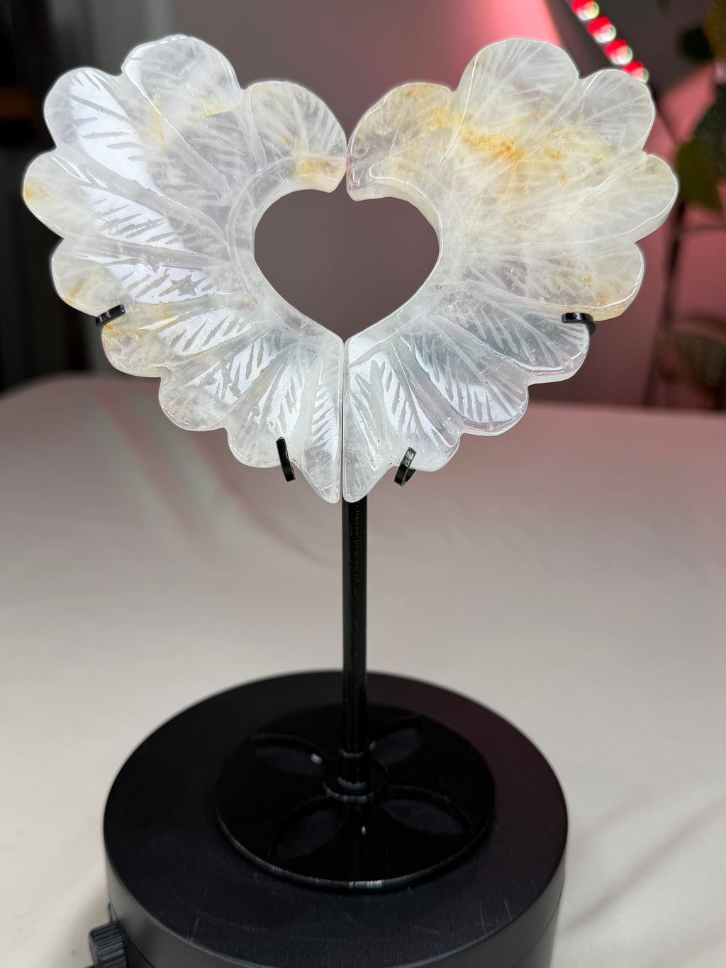 Hematoid Quartz Carved Wings on Stand