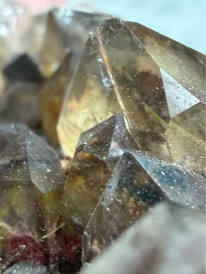 Natural Smoky Brown Stone Cluster with Golden Needle Inclusions