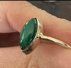 Stunning Malachite Marquise Sterling Silver Ring